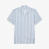 Reiss Rufus Cuban-collar Stripe-pattern Linen Shirt -Gentlemen Style Shop R04068120 SOFTBLUESTRIP M