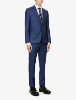 PAUL SMITH Birdseye-pattern Soho-fit Wool Suit -Gentlemen Style Shop R04069871 INKYBLUE ALT02