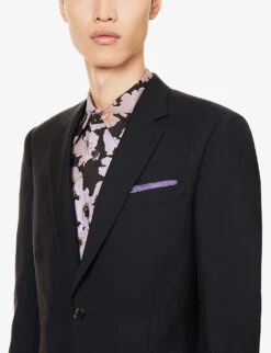 PAUL SMITH Single-breasted Notched-lapels Regular-fit Wool-blend Suit -Gentlemen Style Shop R04069912 NAVY ALT04