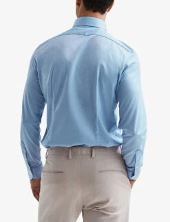 Reiss Nate Slim-fit Cotton-blend Shirt -Gentlemen Style Shop R04075246 SOFTBLUE ALT03
