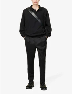 Fear Of God Eternal Polo-collar Relaxed-fit Cotton-blend Sweatshirt -Gentlemen Style Shop R04075931 BLACK ALT01