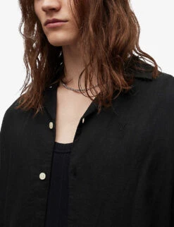 AllSaints Canal Relaxed-fit Recycled-viscose Shirt -Gentlemen Style Shop R04080276 JETBLACK ALT04