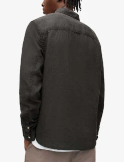 AllSaints Cypress Relaxed-fit Linen Shirt -Gentlemen Style Shop R04080281 WASHEDBLACK ALT03