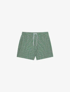 Reiss Chain Geometric-print Stretch Recycled-polyester Swim Shorts