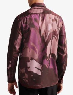 Ted Baker Mordun Abstract-print Lyocell Shirt 9 Ted Baker Mordun Abstract-print Lyocell Shirt -Gentlemen Style Shop R04081015 MAROON ALT03