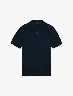 Ted Baker Short-sleeve Knitted Cotton-blend Polo Shirt