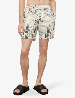 AllSaints Tagise Tiger-print Recycled-polyamide Swim Shorts -Gentlemen Style Shop R04081372 ECRU ALT02
