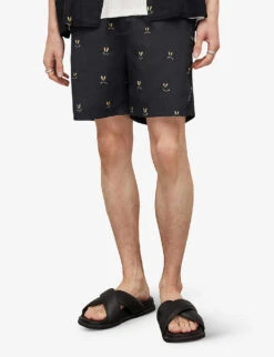 AllSaints Emotive Smiley-print Recycled Polyamide Swim Shorts -Gentlemen Style Shop R04082446 JETBLACKYELL ALT02