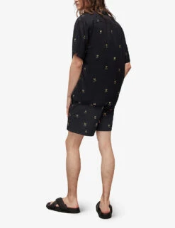 AllSaints Emotive Smiley-print Recycled Polyamide Swim Shorts -Gentlemen Style Shop R04082446 JETBLACKYELL ALT03