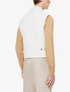 ELEVENTY Quilted Padded Wool-bend Gilet -Gentlemen Style Shop R04082503 IVORY ALT03