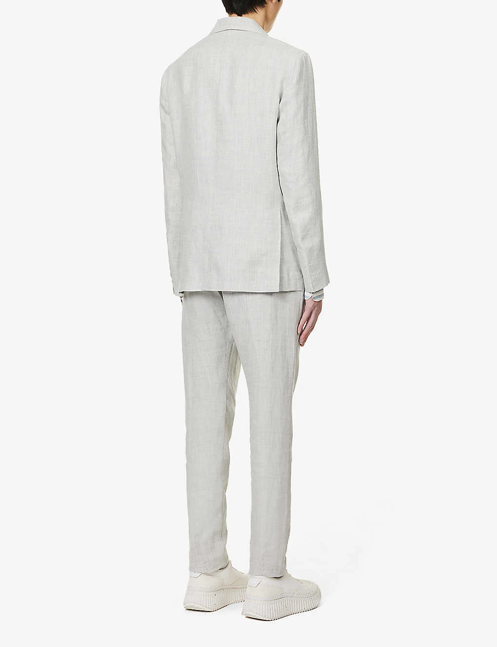 ELEVENTY Peak-lapel Drawstring-waistband Regular-fit Linen Suit 6 ELEVENTY Peak-lapel Drawstring-waistband Regular-fit Linen Suit - Image 4