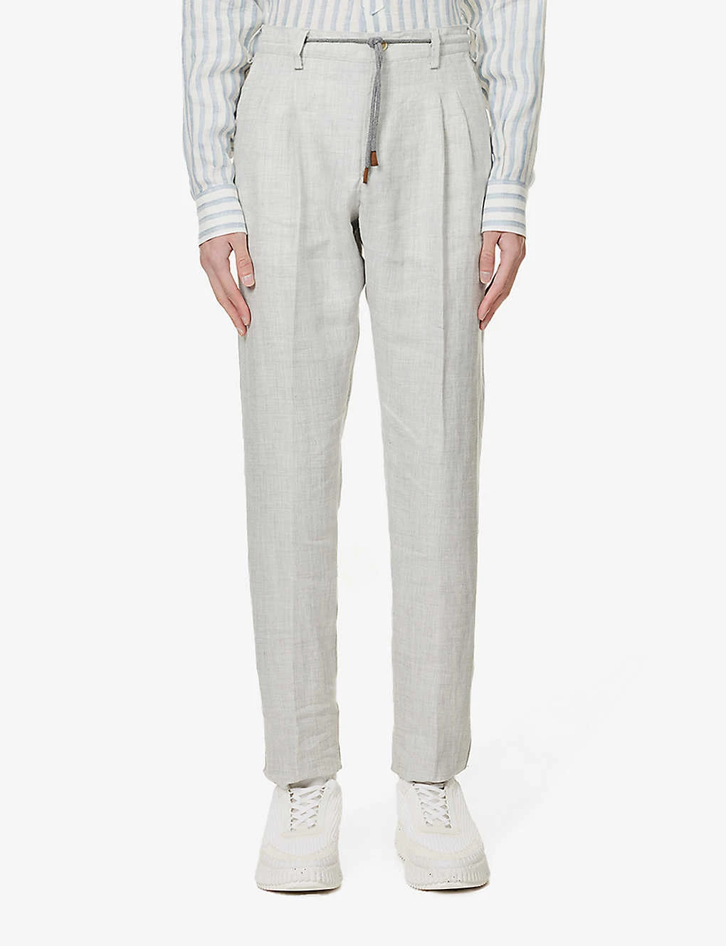 ELEVENTY Peak-lapel Drawstring-waistband Regular-fit Linen Suit 7 ELEVENTY Peak-lapel Drawstring-waistband Regular-fit Linen Suit - Image 5