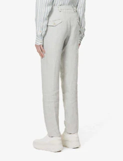 ELEVENTY Peak-lapel Drawstring-waistband Regular-fit Linen Suit 15 ELEVENTY Peak-lapel Drawstring-waistband Regular-fit Linen Suit -Gentlemen Style Shop R04082510 GRAY ALT05