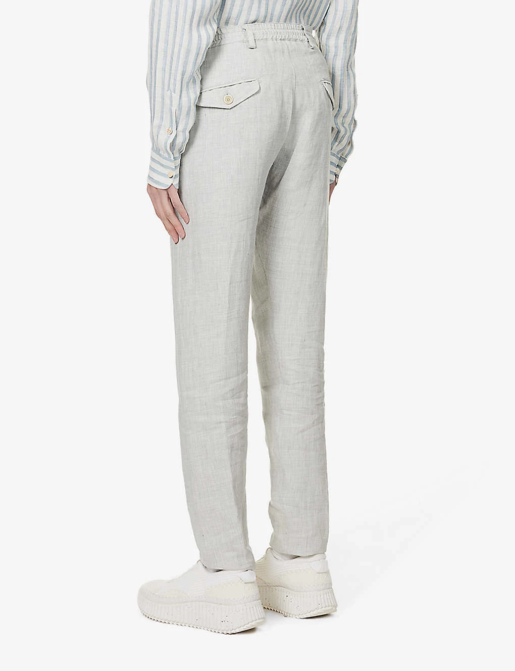 ELEVENTY Peak-lapel Drawstring-waistband Regular-fit Linen Suit 8 ELEVENTY Peak-lapel Drawstring-waistband Regular-fit Linen Suit - Image 6