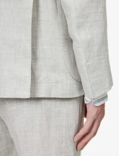 ELEVENTY Peak-lapel Drawstring-waistband Regular-fit Linen Suit 16 ELEVENTY Peak-lapel Drawstring-waistband Regular-fit Linen Suit -Gentlemen Style Shop R04082510 GRAY ALT06