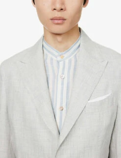 ELEVENTY Peak-lapel Drawstring-waistband Regular-fit Linen Suit 17 ELEVENTY Peak-lapel Drawstring-waistband Regular-fit Linen Suit -Gentlemen Style Shop R04082510 GRAY ALT07