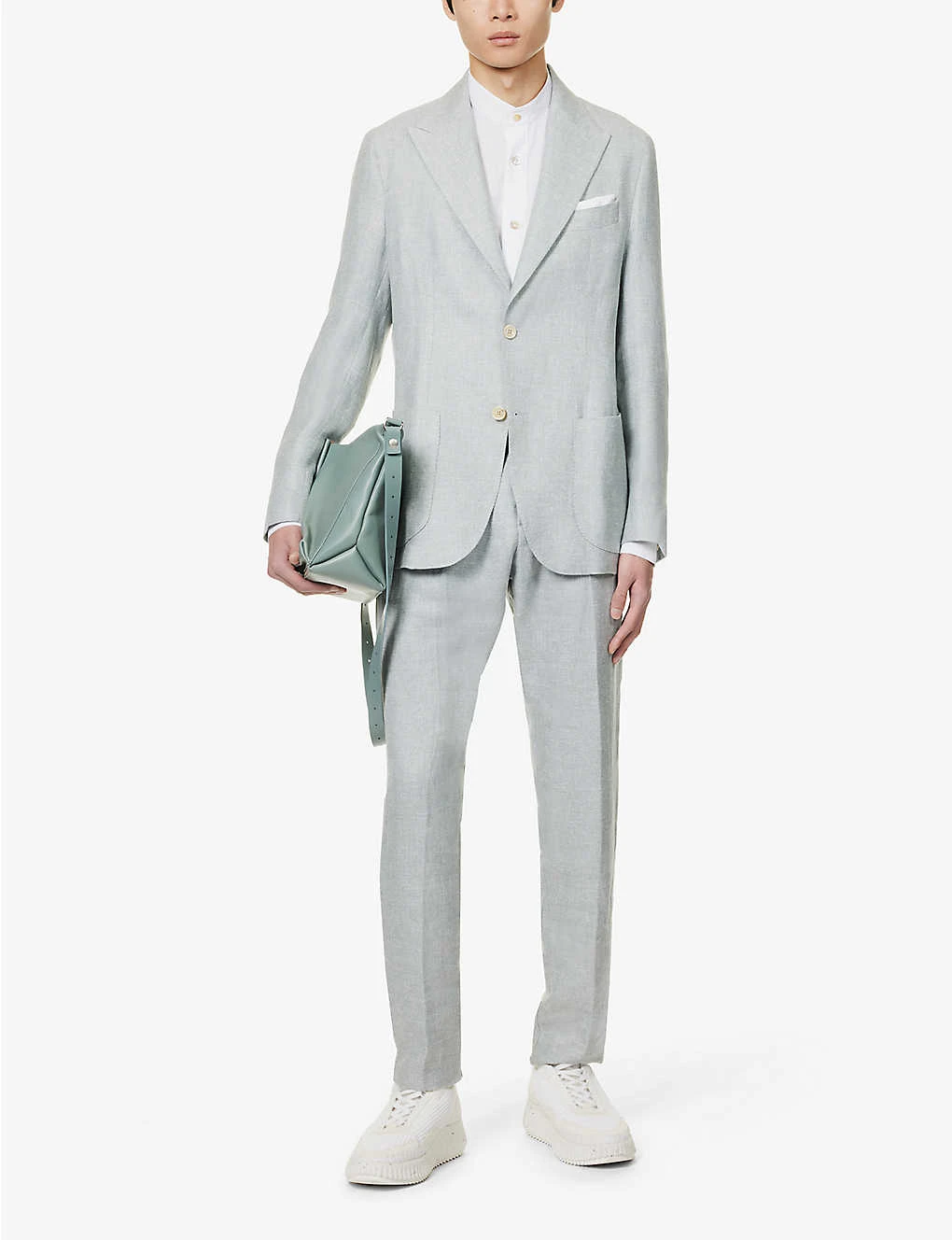 ELEVENTY Single-breasted Peak-lapel Regular-fit Linen Wool And Silk-blend Suit 4 ELEVENTY Single-breasted Peak-lapel Regular-fit Linen Wool And Silk-blend Suit - Image 2