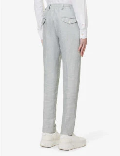 ELEVENTY Single-breasted Peak-lapel Regular-fit Linen Wool And Silk-blend Suit 15 ELEVENTY Single-breasted Peak-lapel Regular-fit Linen Wool And Silk-blend Suit -Gentlemen Style Shop R04082514 MILITARYGREEN ALT05