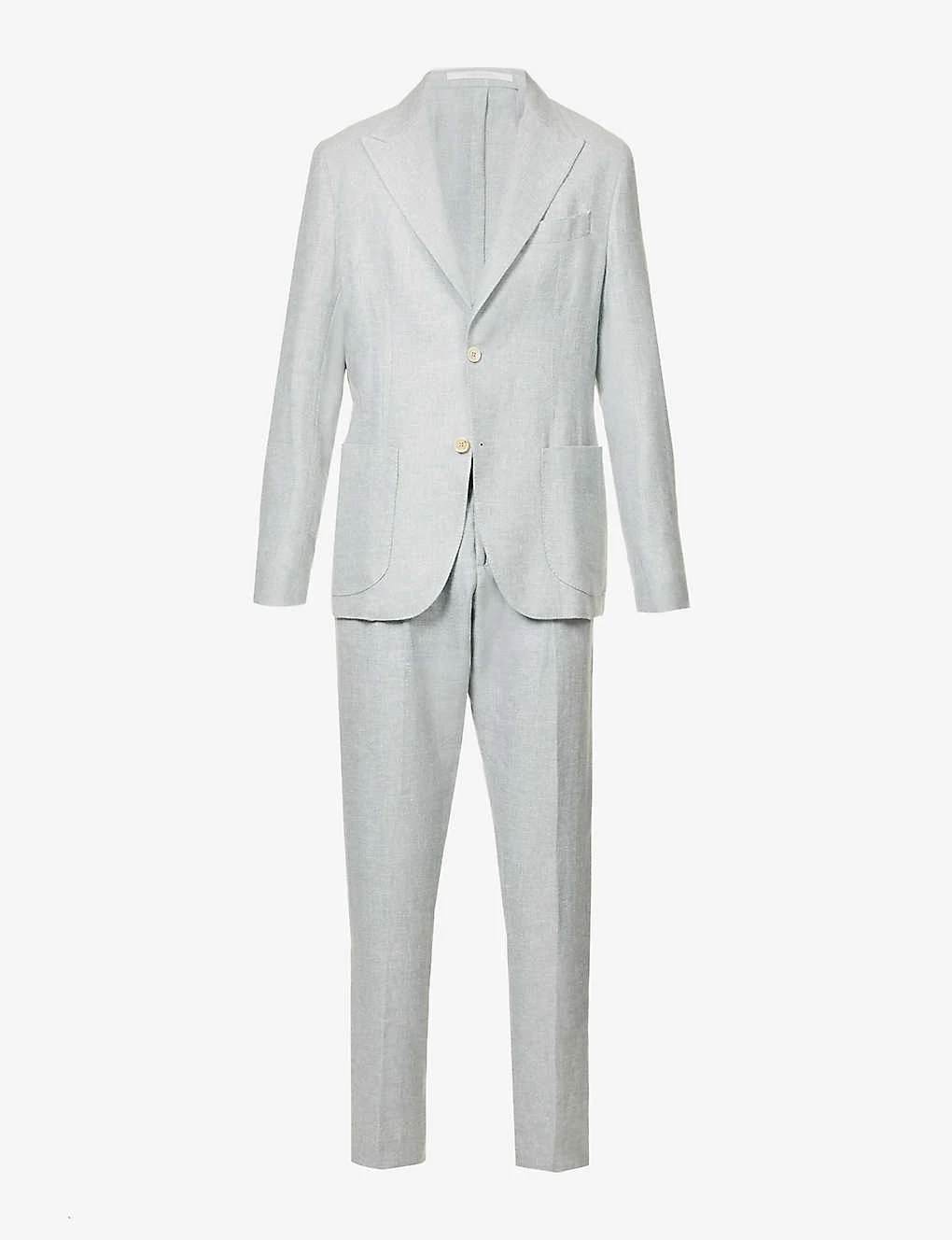 ELEVENTY Single-breasted Peak-lapel Regular-fit Linen Wool And Silk-blend Suit 3 ELEVENTY Single-breasted Peak-lapel Regular-fit Linen Wool And Silk-blend Suit