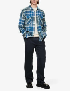 Unisex Lapis Lazuli Checked Regular-fit Cashmere Shirt -Gentlemen Style Shop R04085668 BLUELILACTARTAN ALT02