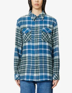 Unisex Lapis Lazuli Checked Regular-fit Cashmere Shirt -Gentlemen Style Shop R04085668 BLUELILACTARTAN ALT03