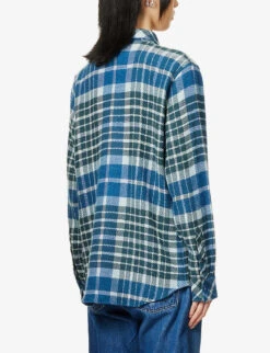 Unisex Lapis Lazuli Checked Regular-fit Cashmere Shirt -Gentlemen Style Shop R04085668 BLUELILACTARTAN ALT04