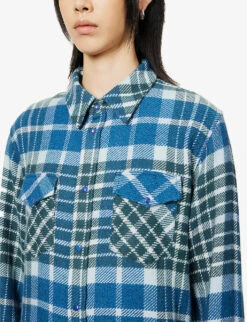 Unisex Lapis Lazuli Checked Regular-fit Cashmere Shirt -Gentlemen Style Shop R04085668 BLUELILACTARTAN ALT05