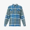 Unisex Lapis Lazuli Checked Regular-fit Cashmere Shirt -Gentlemen Style Shop R04085668 BLUELILACTARTAN M