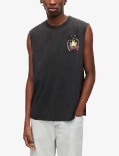 AllSaints Recline Graphic-print Organic-cotton Tank Top 9 AllSaints Recline Graphic-print Organic-cotton Tank Top -Gentlemen Style Shop R04085736 WASHEDBLACK ALT02