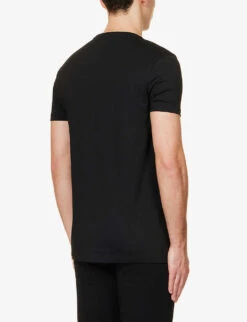 Falke Regular-fit Crewneck Stretch-cotton T-shirt -Gentlemen Style Shop R04086476 BLACK ALT03