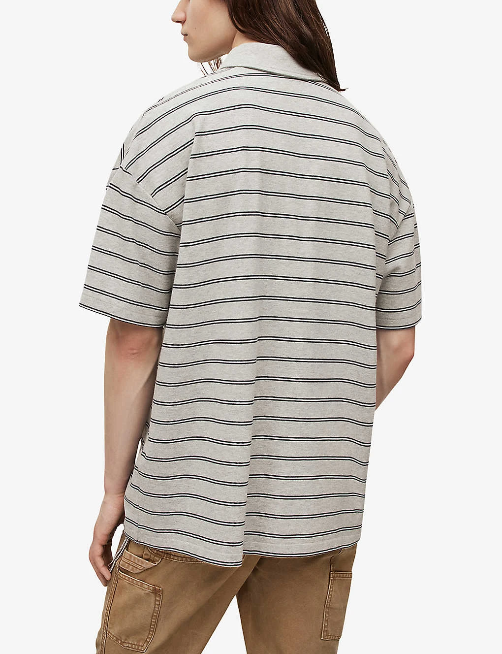 AllSaints Hayden Striped Oversized Organic-cotton Polo Shirt 6 AllSaints Hayden Striped Oversized Organic-cotton Polo Shirt - Image 4