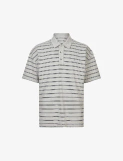 AllSaints Hayden Striped Oversized Organic-cotton Polo Shirt