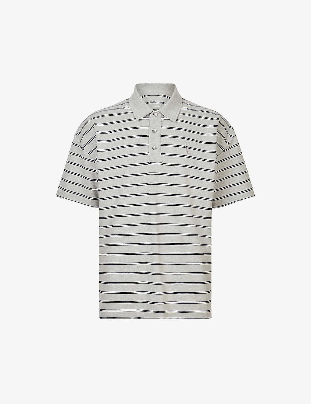 AllSaints Hayden Striped Oversized Organic-cotton Polo Shirt 3 AllSaints Hayden Striped Oversized Organic-cotton Polo Shirt