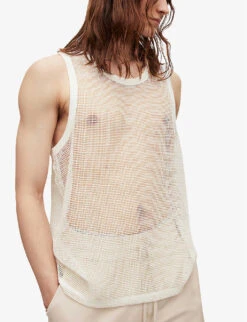 AllSaints Anderson Open-mesh Organic-cotton Vest Top -Gentlemen Style Shop R04086642 CHALKWHITE ALT02
