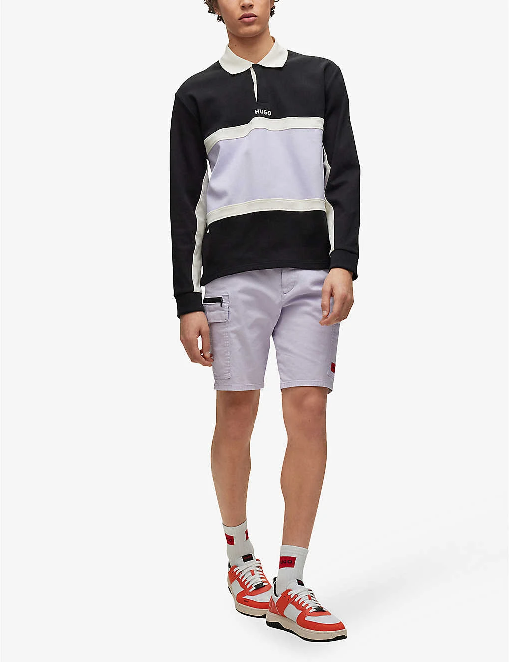 Hugo Logo-print Long-sleeved Cotton Polo Shirt 4 Hugo Logo-print Long-sleeved Cotton Polo Shirt - Image 2