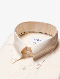 ETON Striped Long-sleeved Slim-fit Cotton Oxford Shirt -Gentlemen Style Shop R04088403 YELLOW ALT02