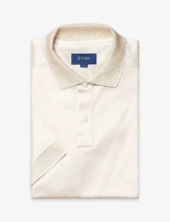 ETON Jacquard Knitted-texture Regular-fit Cotton Polo Shirt -Gentlemen Style Shop R04088406 WHITE ALT05