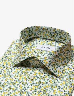 ETON Business Lemon-print Contemporary-fit Cotton-twill Shirt -Gentlemen Style Shop R04088493 YELLOW ALT02