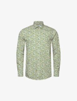 ETON Business Lemon-print Contemporary-fit Cotton-twill Shirt
