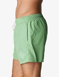 ETON Logo-print Woven Swim Shorts -Gentlemen Style Shop R04088569 DARKGREEN ALT02