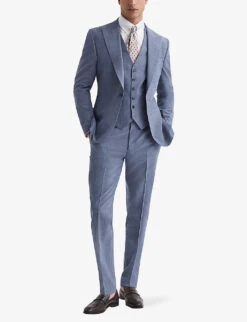 Reiss Wish Slim-fit Stretch Wool-blend Waistcoat -Gentlemen Style Shop R04091599 SOFTBLUE ALT01