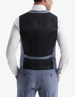 Reiss Wish Slim-fit Stretch Wool-blend Waistcoat -Gentlemen Style Shop R04091599 SOFTBLUE ALT03
