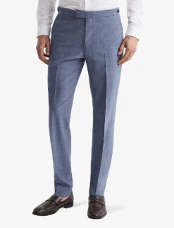 Reiss Wish Slim-fit Mid-rise Stretch Wool-blend Trousers -Gentlemen Style Shop R04091601 SOFTBLUE ALT02