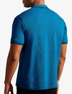 Ted Baker Wayfar Regular-fit Cotton-pique Polo Shirt -Gentlemen Style Shop R04093051 BLUE ALT03