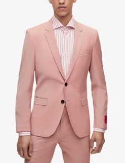 Hugo Single-breasted Slim-fit Wool-blend Suit -Gentlemen Style Shop R04093574 MEDIUMPINK ALT02