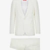 Hugo Single-breasted Slim-fit Linen-blend Suit -Gentlemen Style Shop R04093671 WHITE M