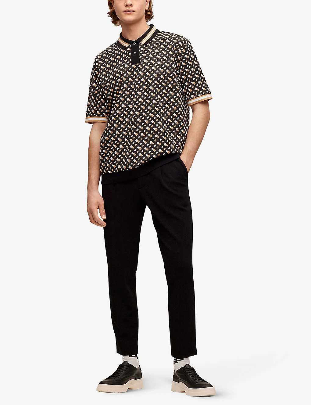 Boss Business Leisure Monogram-pattern Cotton-jersey Polo Shirt 4 Boss Business Leisure Monogram-pattern Cotton-jersey Polo Shirt - Image 2