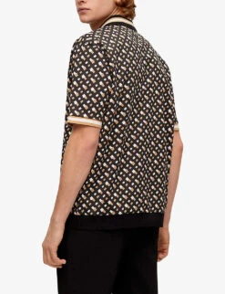 Boss Business Leisure Monogram-pattern Cotton-jersey Polo Shirt 10 Boss Business Leisure Monogram-pattern Cotton-jersey Polo Shirt -Gentlemen Style Shop R04093685 BLACK ALT03