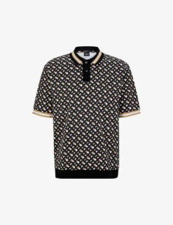 Boss Business Leisure Monogram-pattern Cotton-jersey Polo Shirt