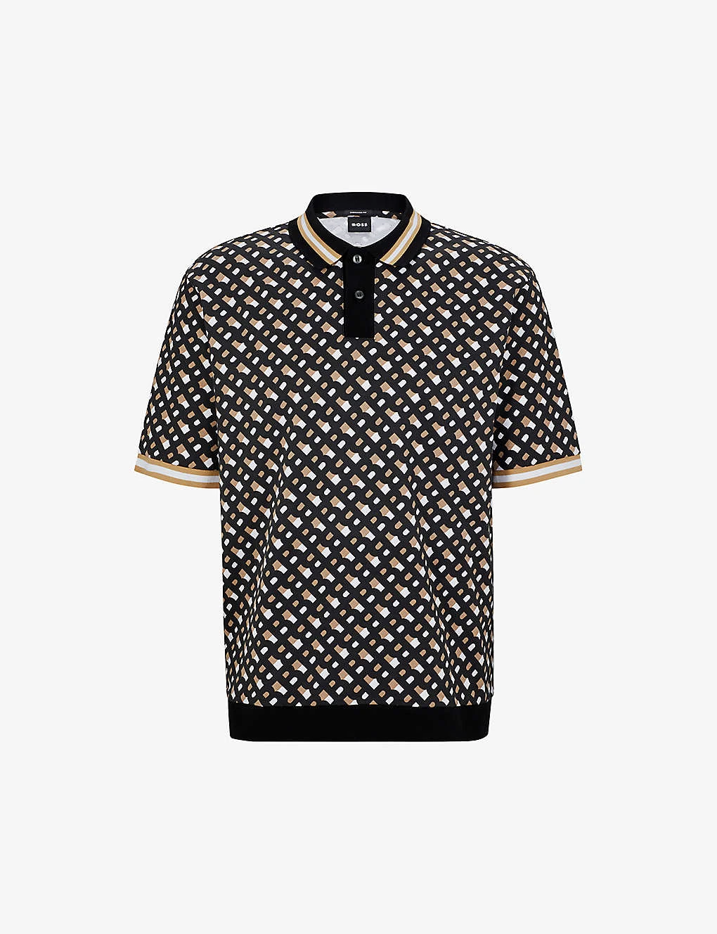Boss Business Leisure Monogram-pattern Cotton-jersey Polo Shirt 3 Boss Business Leisure Monogram-pattern Cotton-jersey Polo Shirt